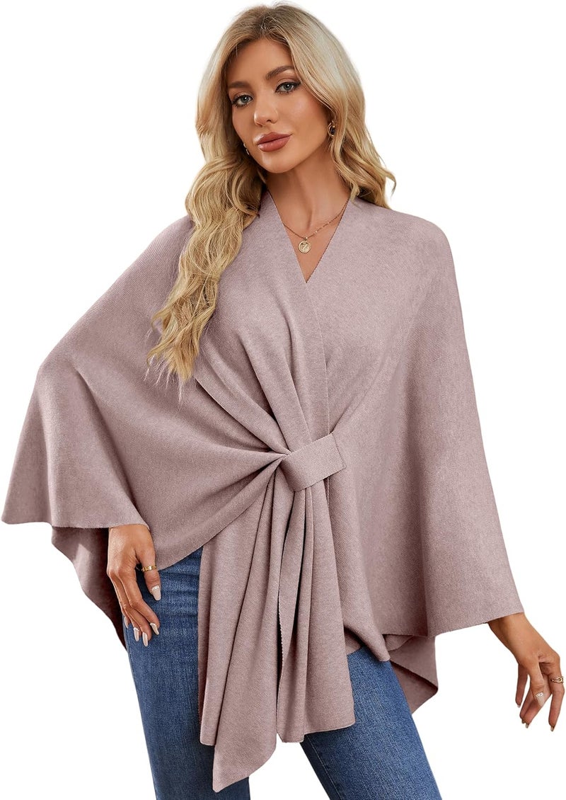 Puli Women's Elegant Shawl Wraps Soft Open Front Poncho Sweater for Spring Fall Winter - Image 1